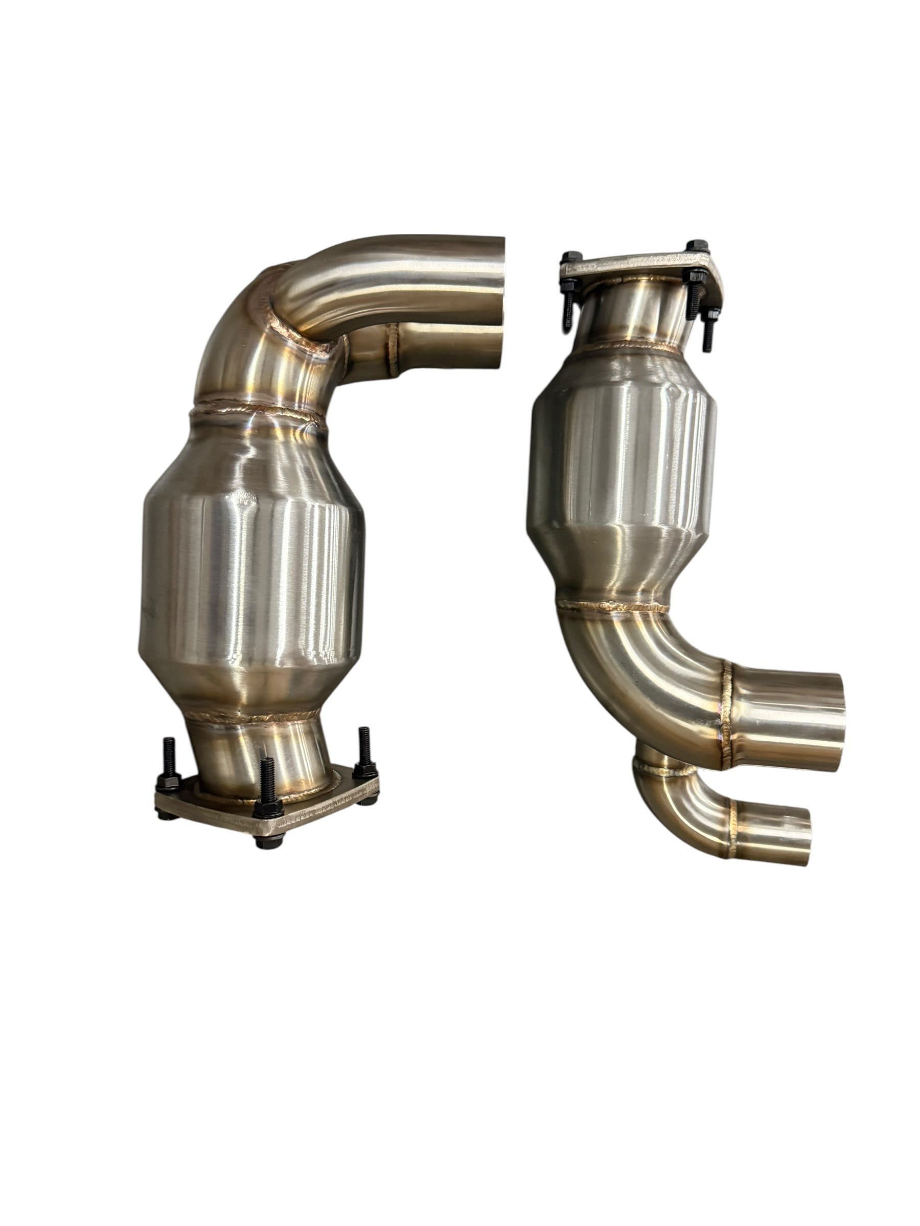 JackSpania Racing Porsche 991.2 Carrera PSE Sport Exhaust Cat Bypass Pipes installed on a 2017-2019 model, showing the exhaust system components.