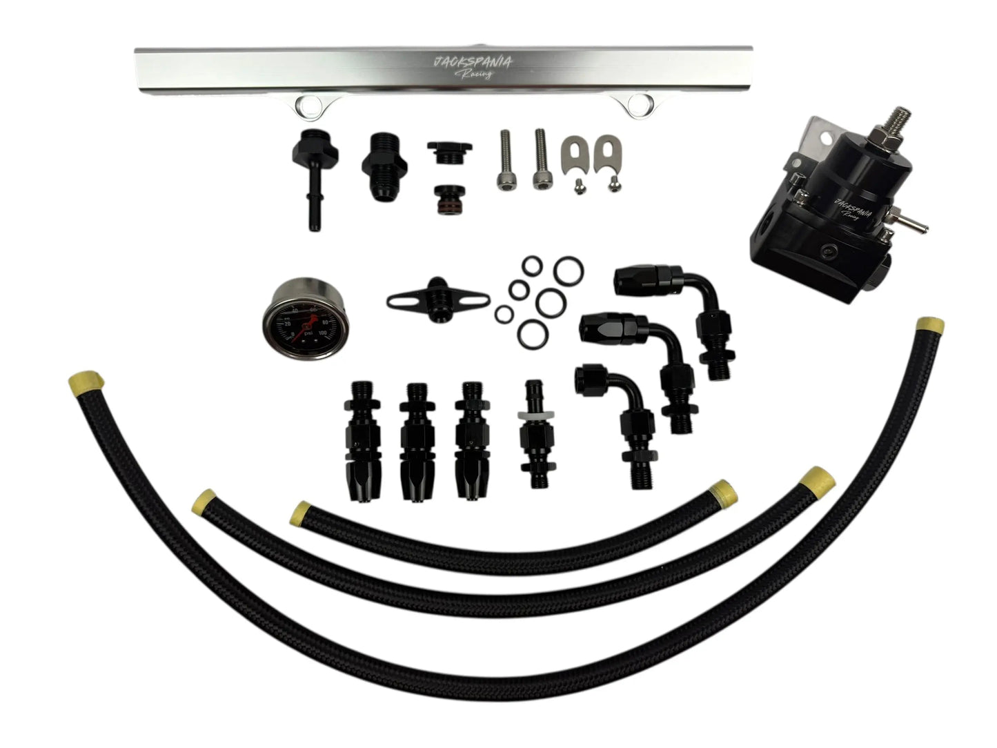 Jack Spania Racing K Series Budget Tucked K Swap Fuel Line System Kit for K20 K24 engines on Honda Civic and Integra models.