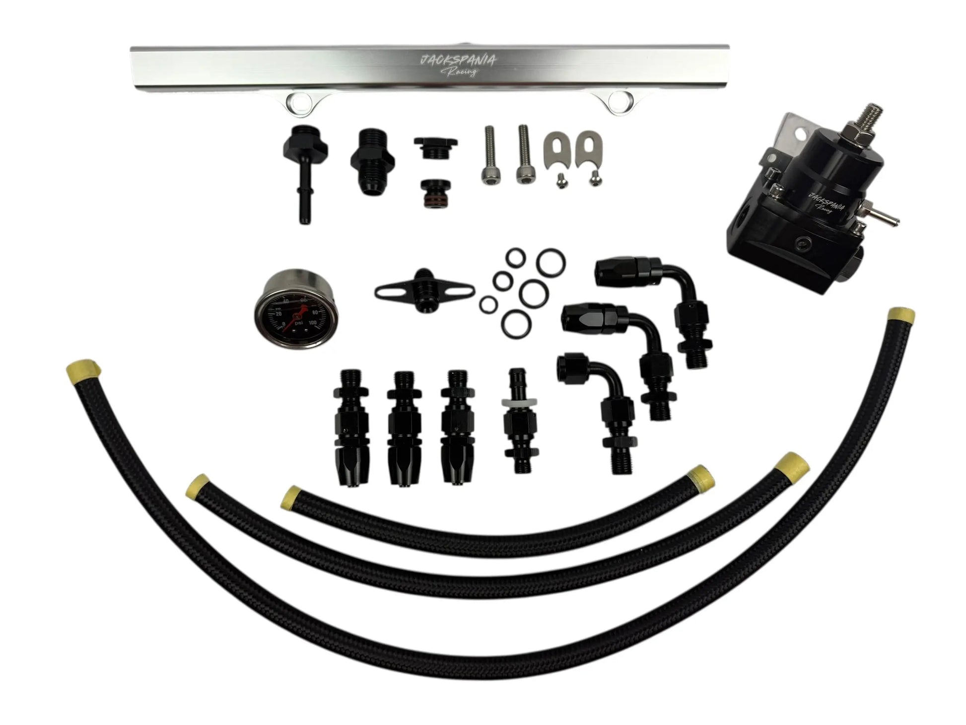 Jack Spania Racing K Series Budget Tucked K Swap Fuel Line System Kit for K20 K24 engines on Honda Civic and Integra models.