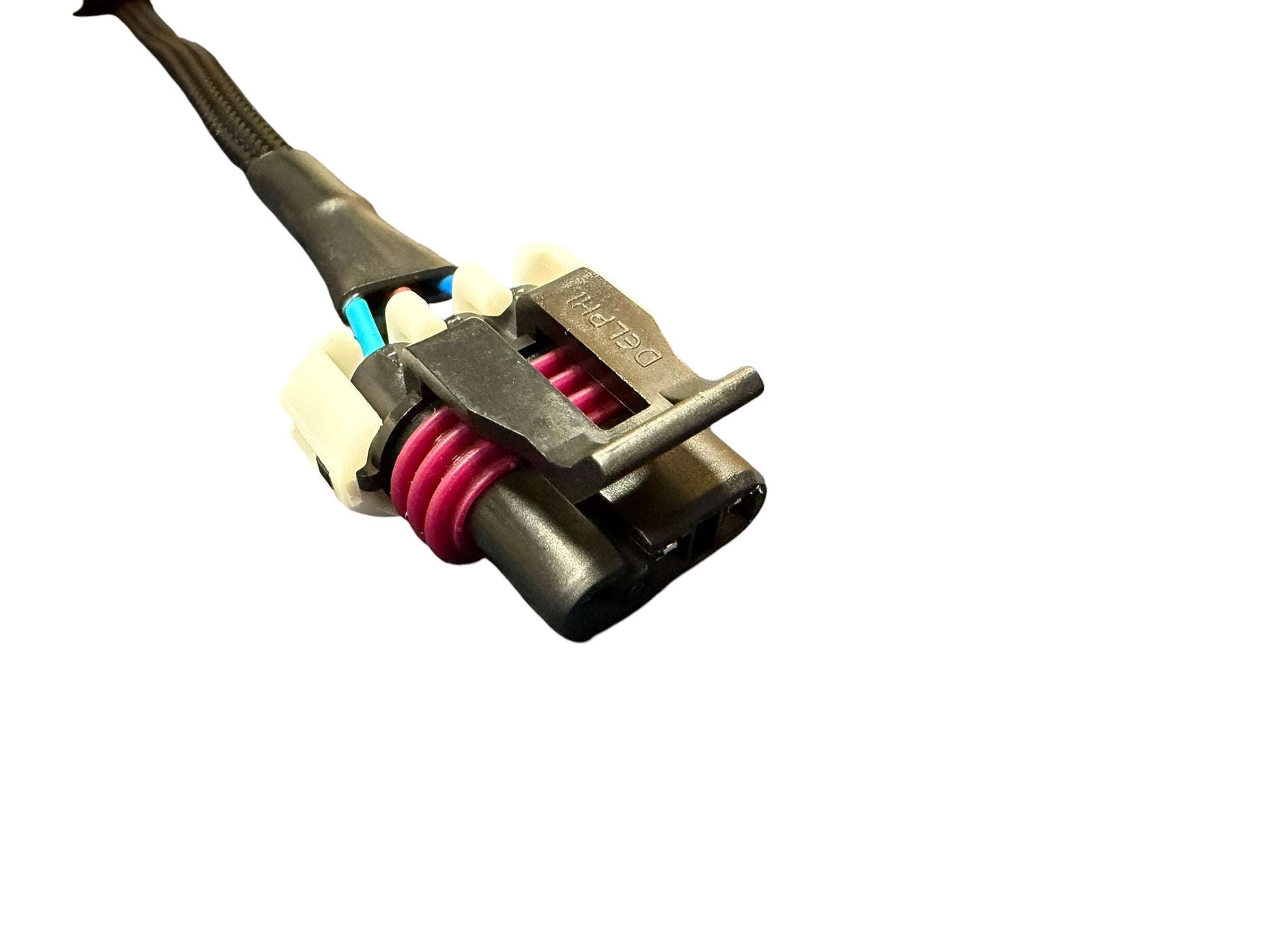 JackSpania Racing GM LS VVT to Non-VVT camshaft position sensor wiring harness adapter for Gen IV LS engines.
