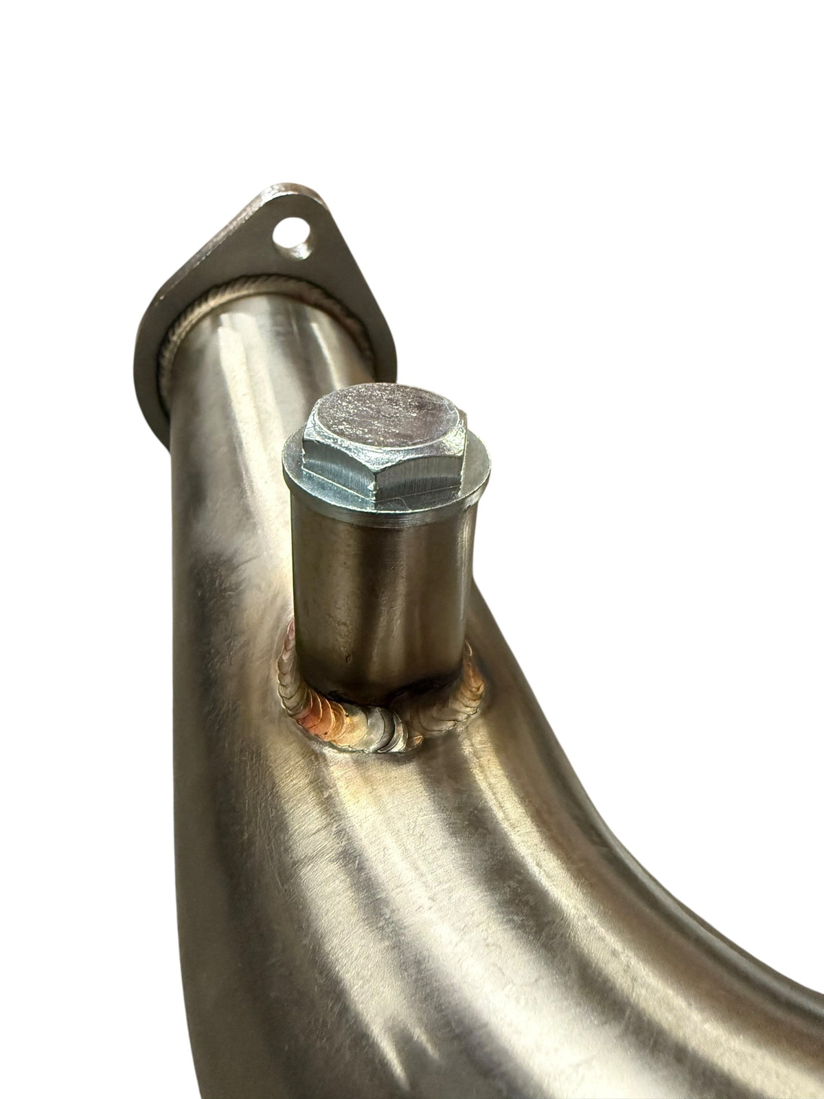 JackSpania Racing resonated catless catted Helmholtz downpipe test pipe for Nissan 350Z, 370Z, Infiniti G35, and G37 exhaust systems.