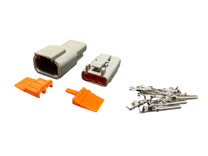 Deutsch DTM male and female mating connector kit with pins and sockets, designed for secure electrical connections by JackSpania Racing