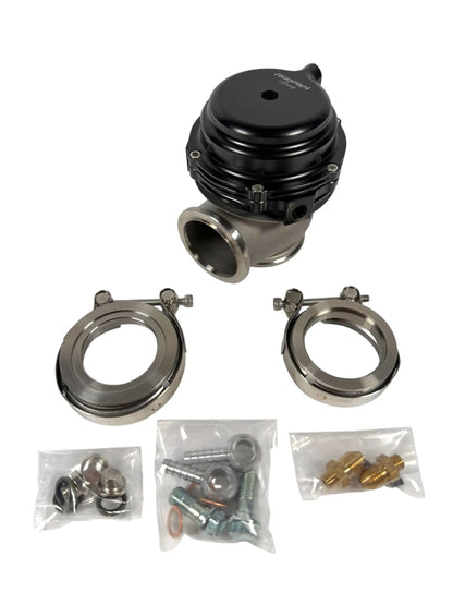 Jack Spania Racing JSR 44mm External Wastegate MV-R V-Band Flange turbo engine part showing metal flange and wastegate components