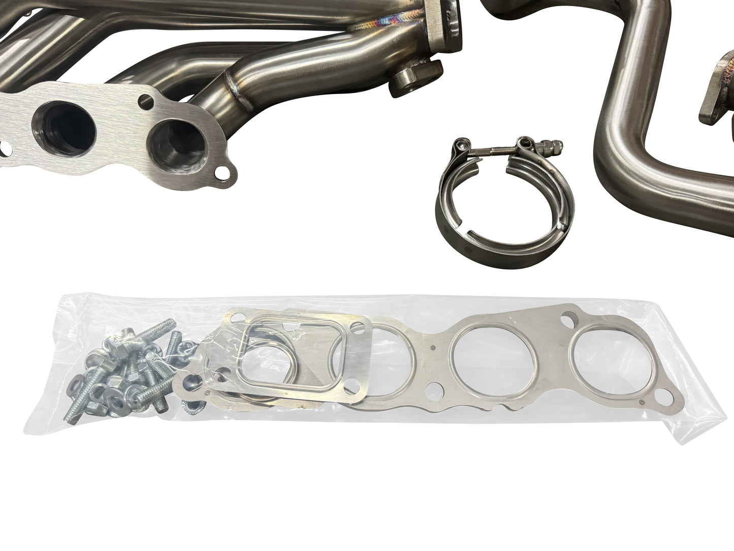 JackSpania Racing K Series K20 Civic Si turbo manifold with T3 downpipe, 2.5-inch diameter, 2-bolt dump tube, and 4-bolt connection