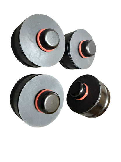 Exterior image of Jack Spania Racing billet 4x car jack lifting pads adapter tool for Tesla Model 3, S, X, Y low profile kit.