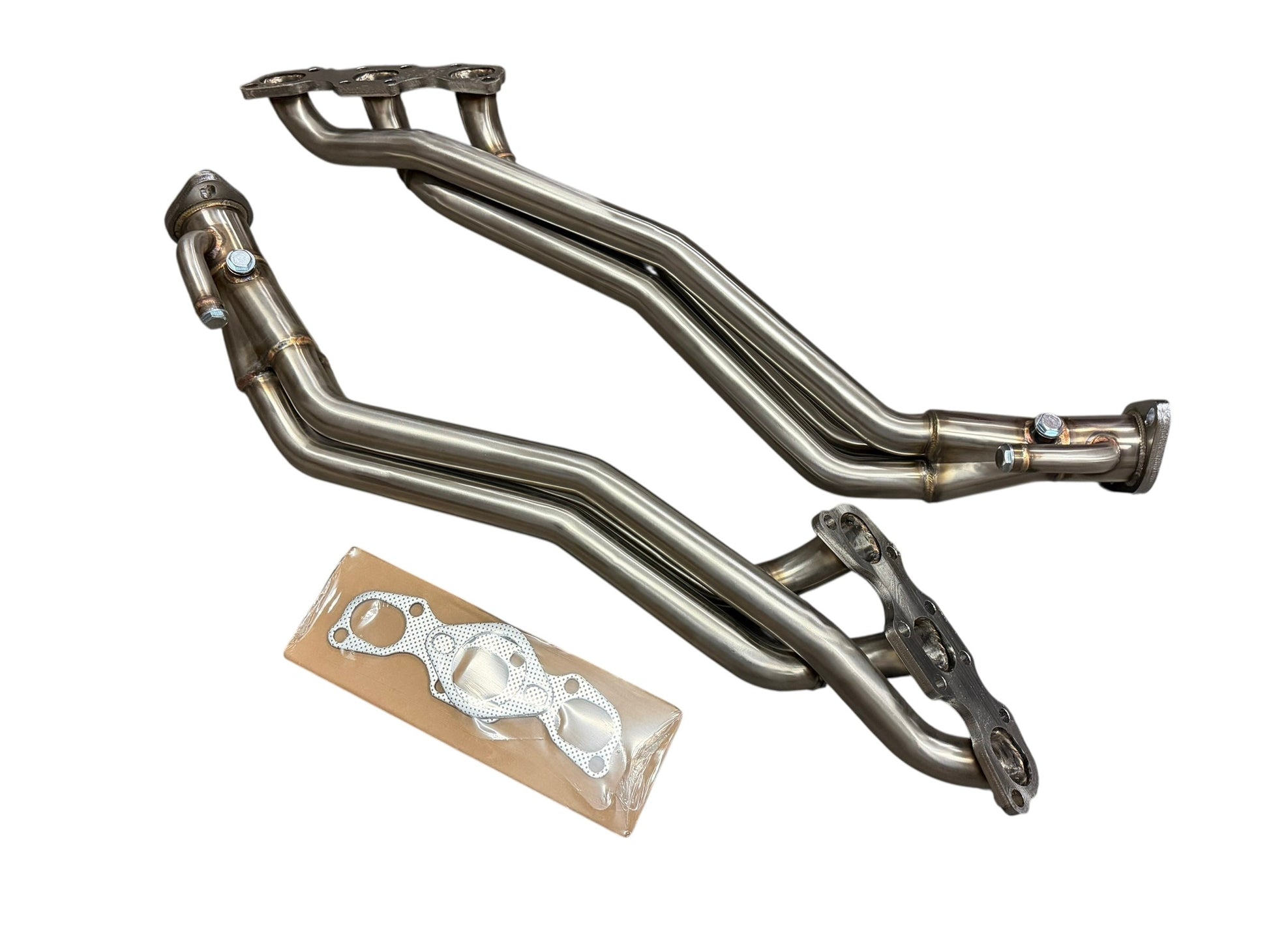 Stainless steel JackSpania Racing long tube headers for Nissan VQ35DE engines in 350Z, 370Z, G35, G37, Infiniti models.