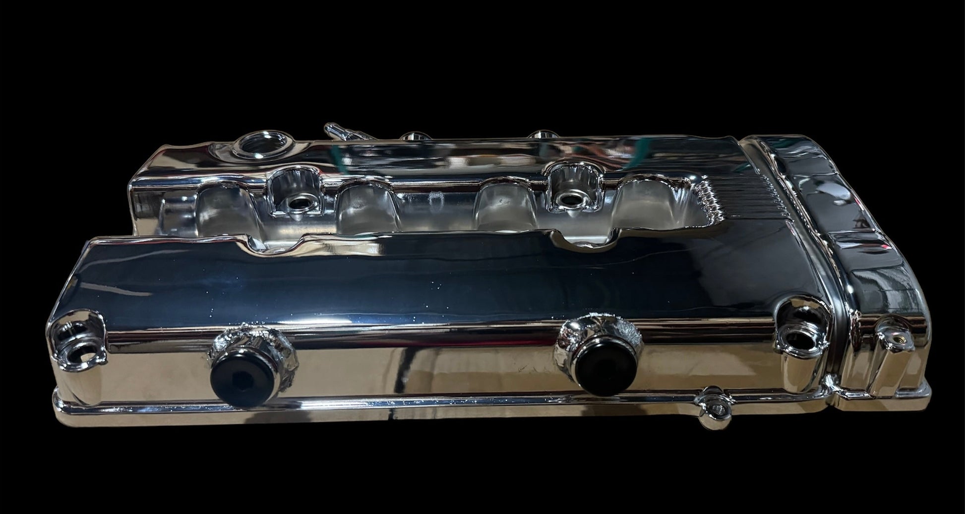 Honda Acura B Series vented valve cover baffle for B16 B18 VTEC engines, AN10 fitting, made by JackSpania Racing.