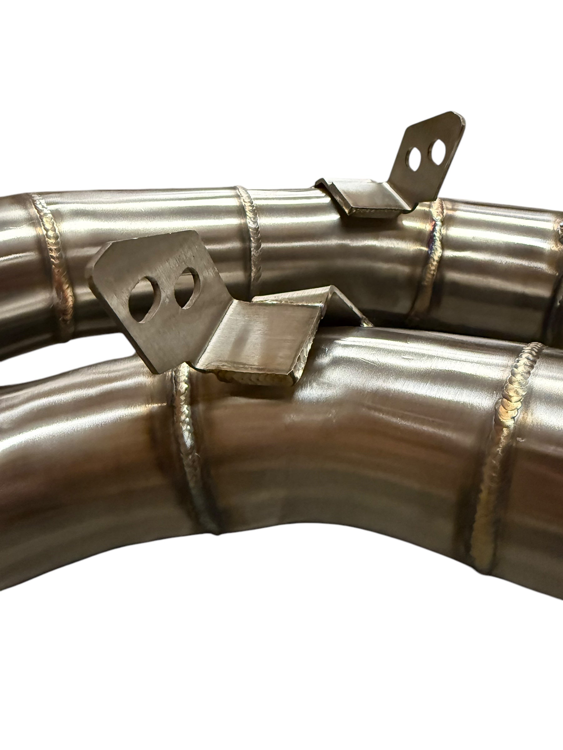 BMW M5 and M6 Racing Downpipes by JackSpania Racing, compatible with 2011-2018 models, showing the exhaust pipes and fittings.
