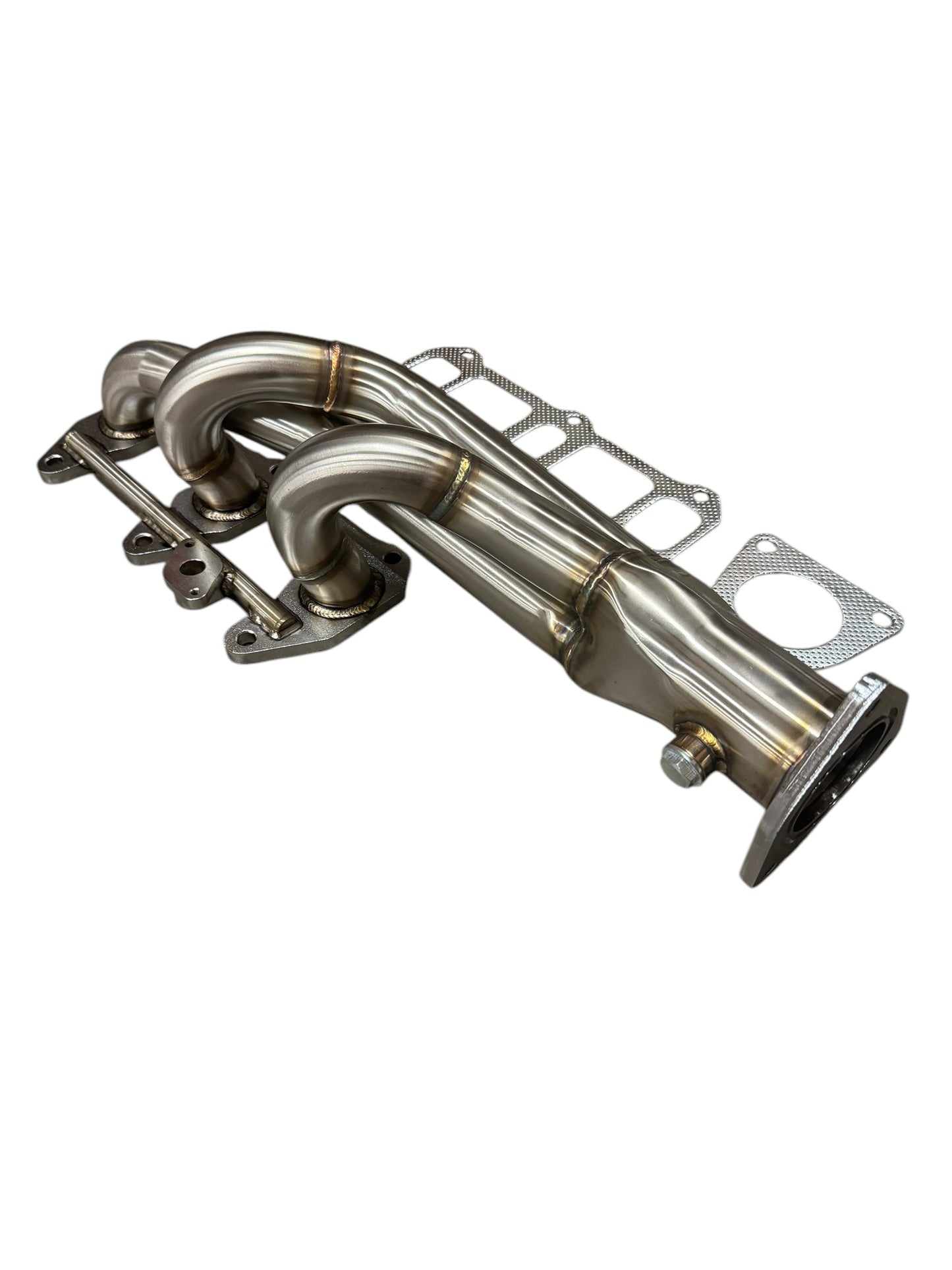 JackSpania Racing shorty 3-1 exhaust manifold header for Mazda RX8 1.3L rotary engine, showing the polished metal construction.