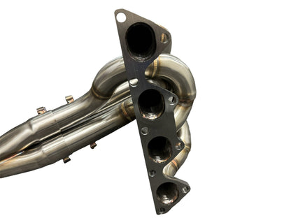 JackSpania Racing B Series Bisi Style Header V2 4-1 Merge Collector for B18 B20 engines, showing polished exhaust manifold with welds.