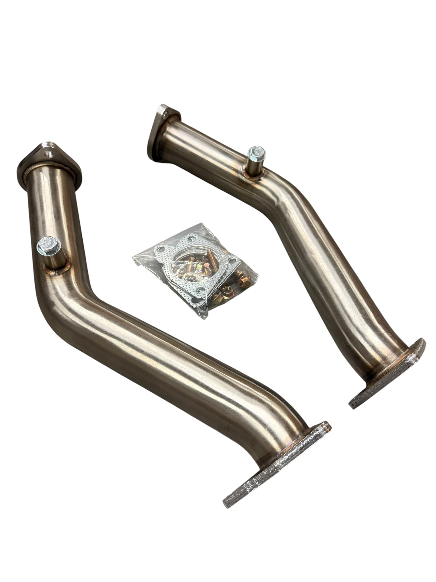 JackSpania Racing resonated catless Helmholtz downpipe for Nissan 350Z, 370Z, G35, G37 exhaust parts, metallic test pipe with flanges