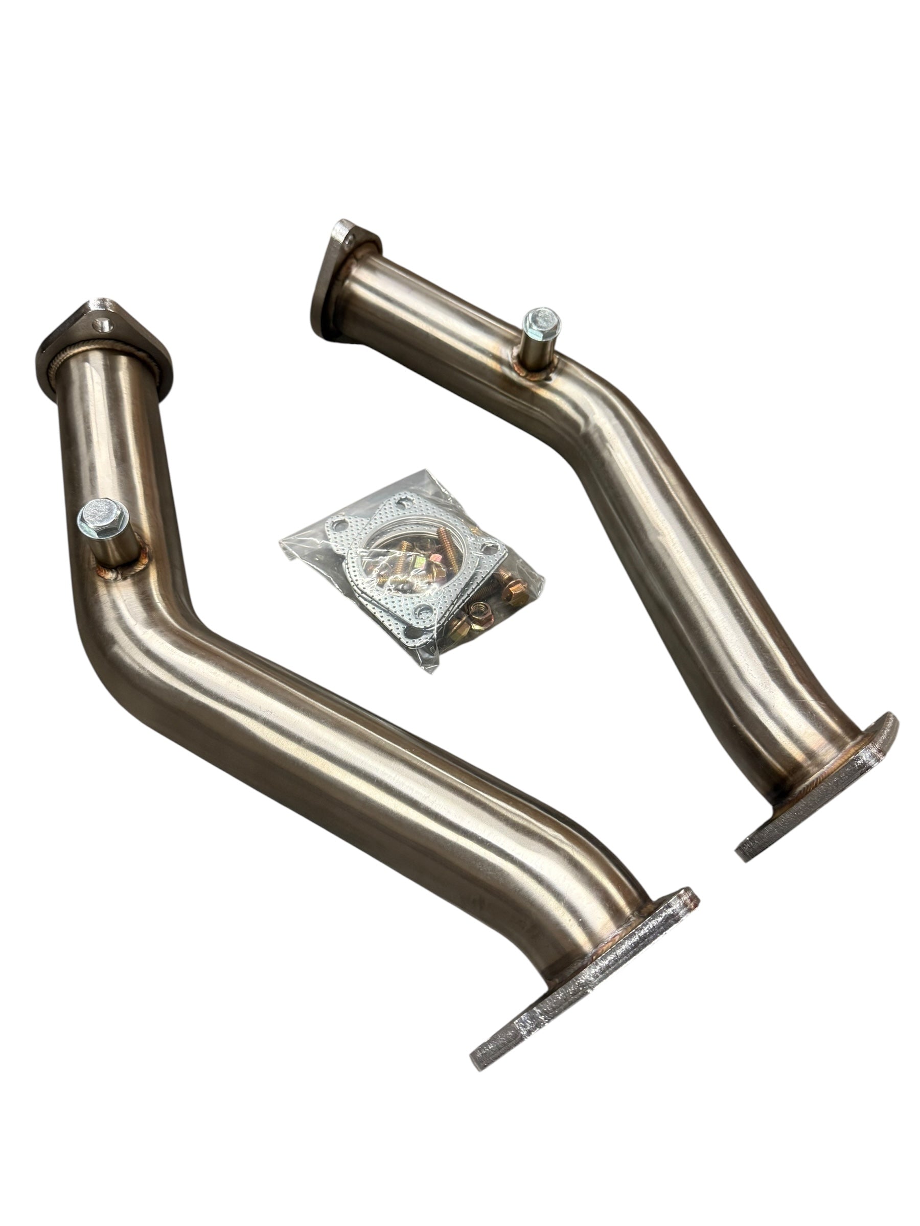 JackSpania Racing resonated catless Helmholtz downpipe for Nissan 350Z, 370Z, G35, G37 exhaust parts, metallic test pipe with flanges