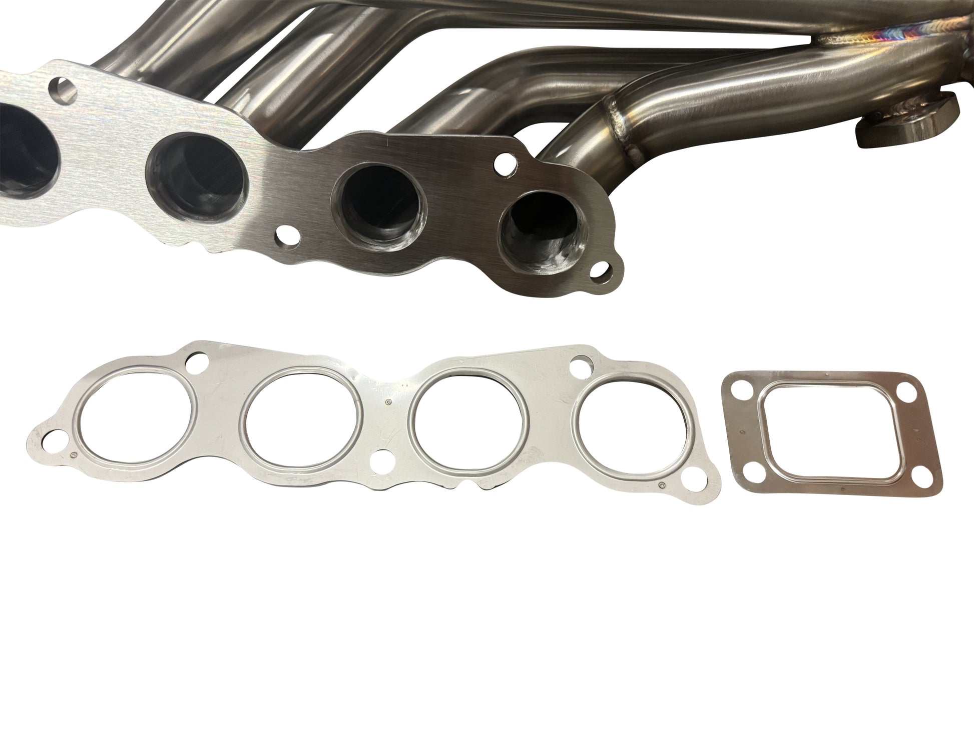 JackSpania Racing K Series K20 Civic Si turbo manifold with T3 downpipe, 2.5-inch exhaust, 2-bolt dump tube, and 4-bolt connection