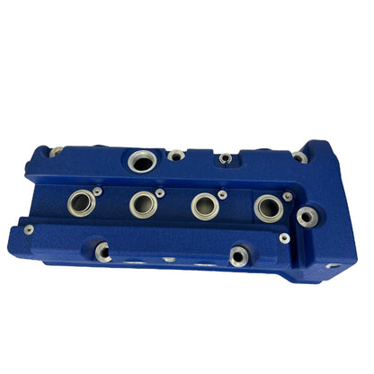 Cast aluminum K Series vented valve cover baffle for Honda Acura K20 K24 engines, by Jack Spania Racing, with AN10 fitting.