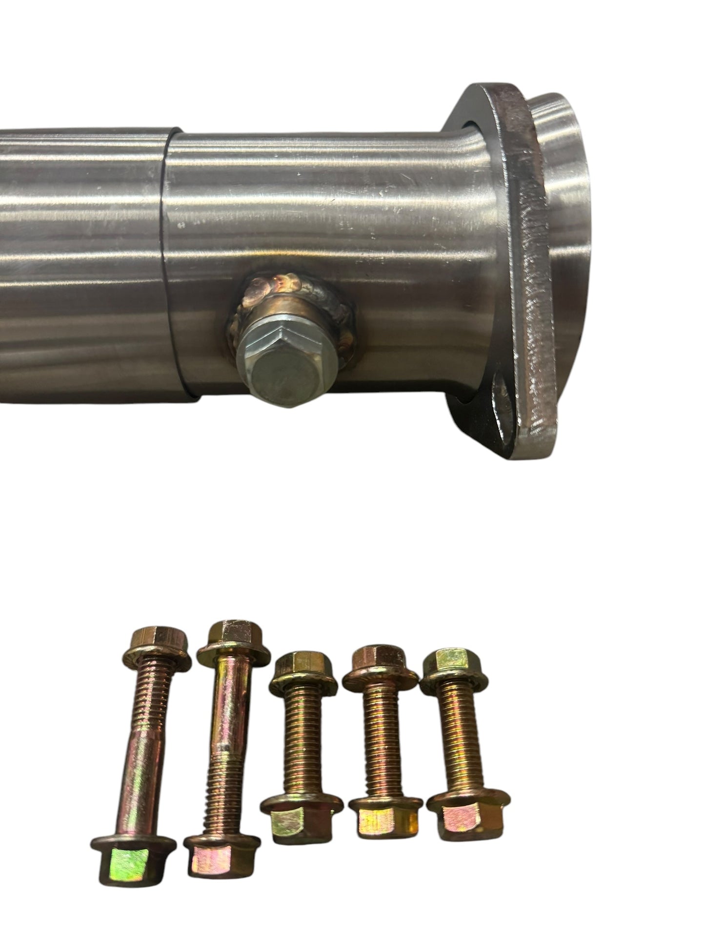 JackSpania Racing 3-way slip fit adjustable telescoping catalytic converter exhaust pipe in 2.5” and 3” sizes.