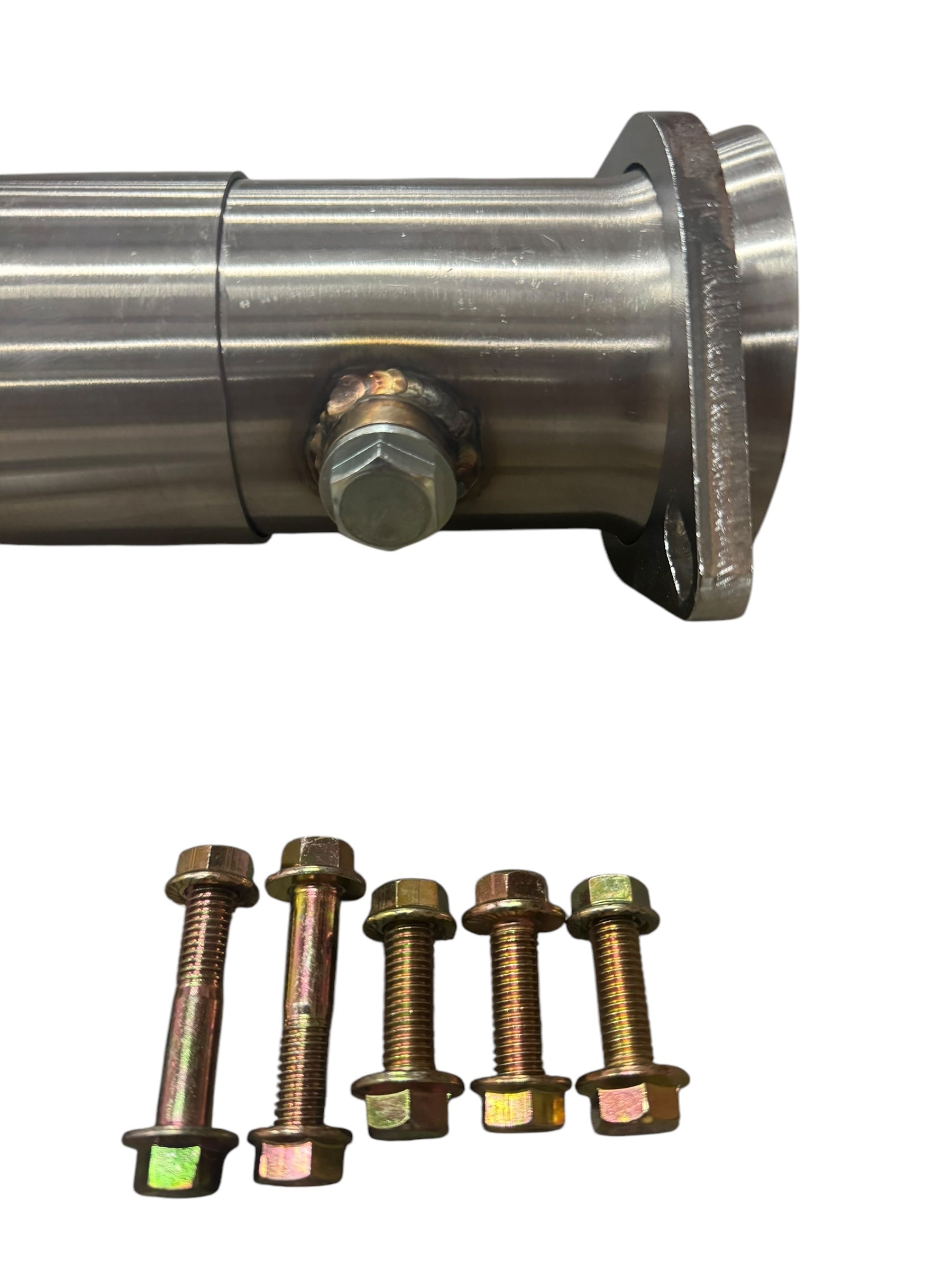 JackSpania Racing 3-way slip fit adjustable telescoping catalytic converter exhaust pipe in 2.5” and 3” sizes.