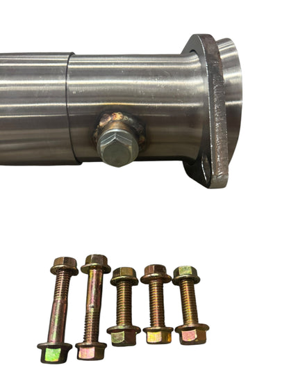 JackSpania Racing 3-way slip fit adjustable telescoping catalytic converter exhaust pipe in 2.5” and 3” sizes.