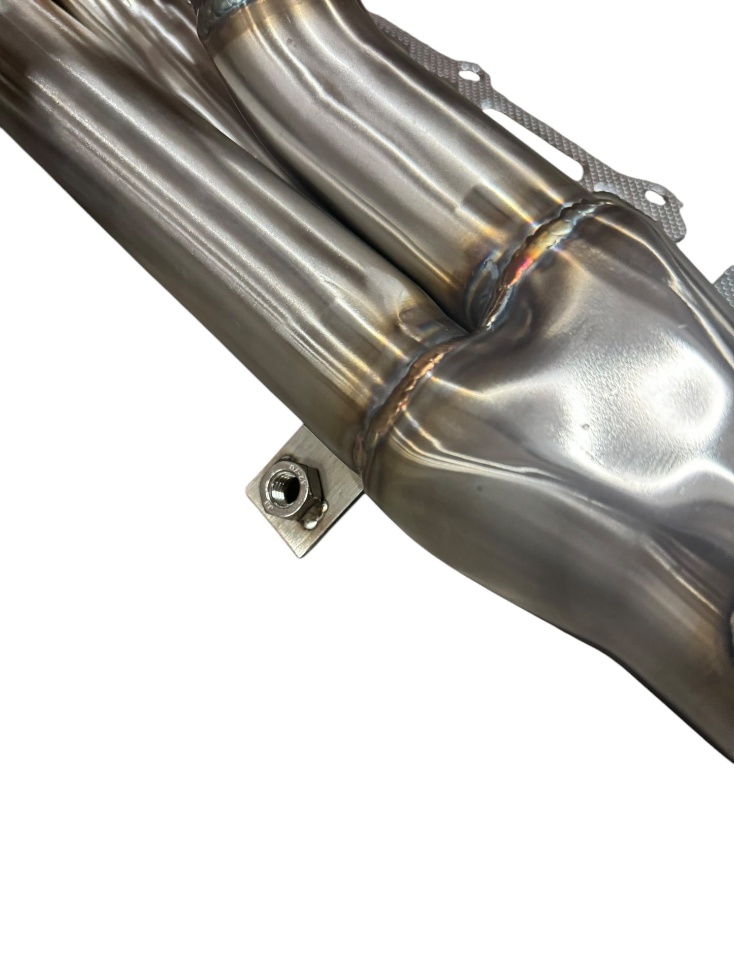 JackSpania Racing 3-1 shorty exhaust manifold for Mazda RX-8 1.3L rotary SE3P 13B-MSP, showing polished stainless steel construction.
