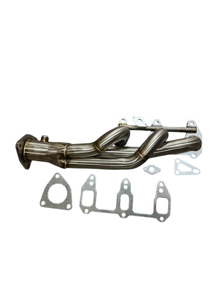 JackSpania Racing shorty 3-1 exhaust manifold header for Mazda RX-8 04-11 13B-MSP rotary engine, black metal with mounting flanges