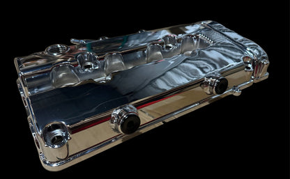 JackSpania Racing B Series vented valve cover baffle for Honda Acura B16 B18 VTEC engines, featuring AN10 fitting for engine performance.