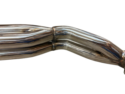 Stainless steel K-series exhaust header with 2.5-inch collector for Honda S2000 K swap, by JackSpania Racing.
