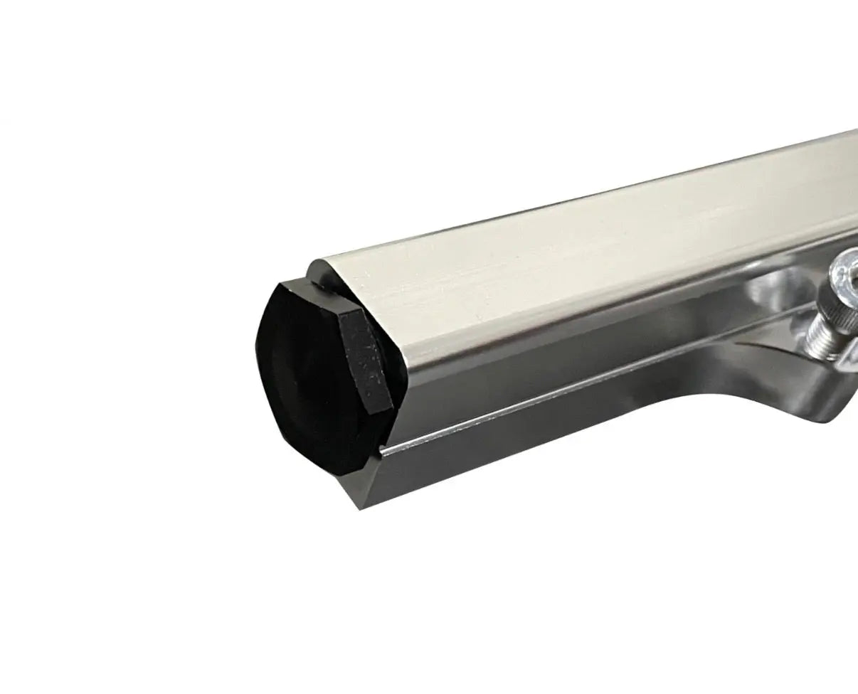 Jack Spania Racing billet CNC 6AN 8AN fuel rail for Honda Acura K Swap EG EK engine parts, showcasing polished metal and mounting holes.
