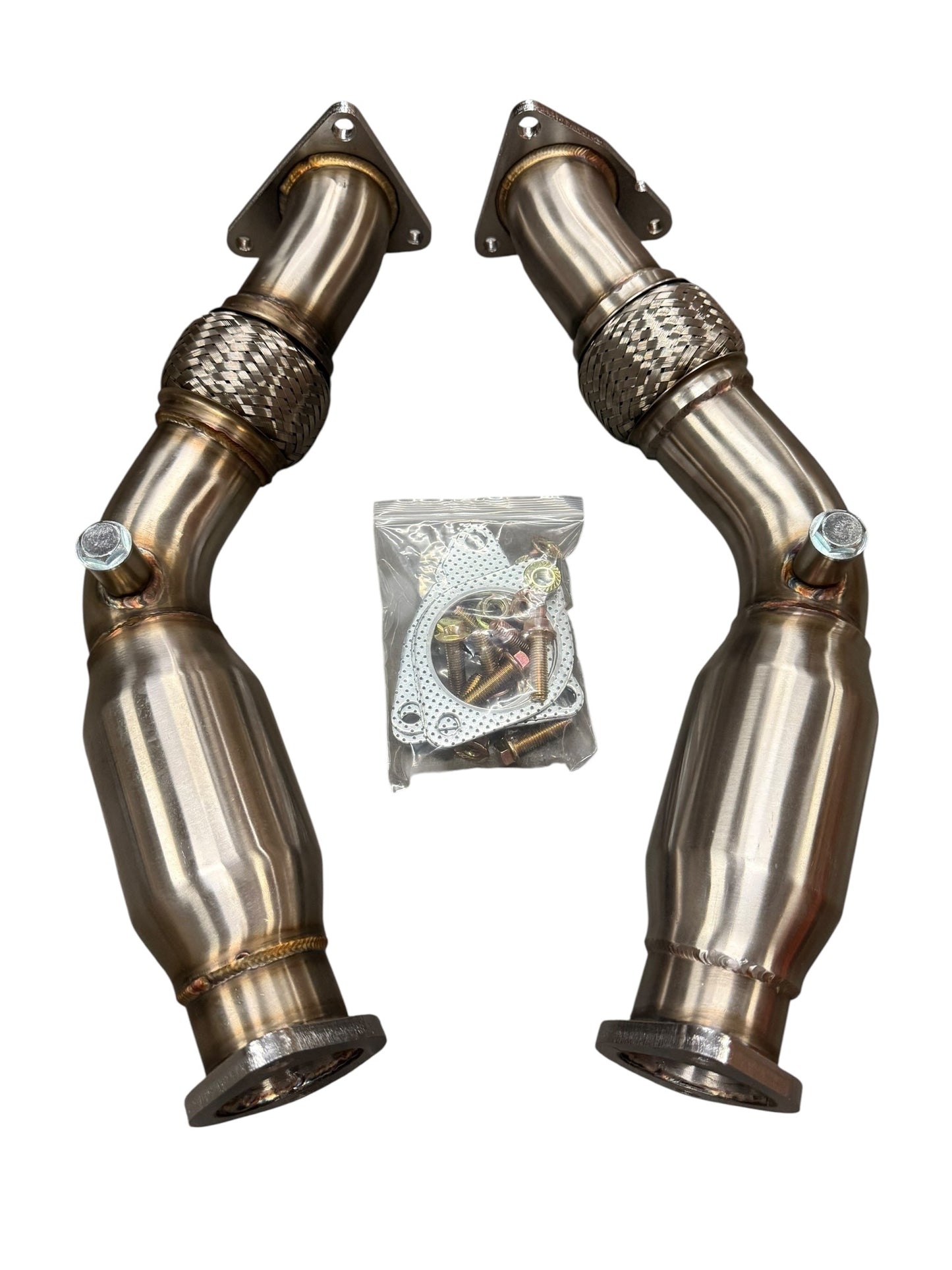 JackSpania Racing resonated catless Helmholtz downpipe for Nissan 350Z, 370Z, Infiniti G35, G37 exhaust parts, test pipe.