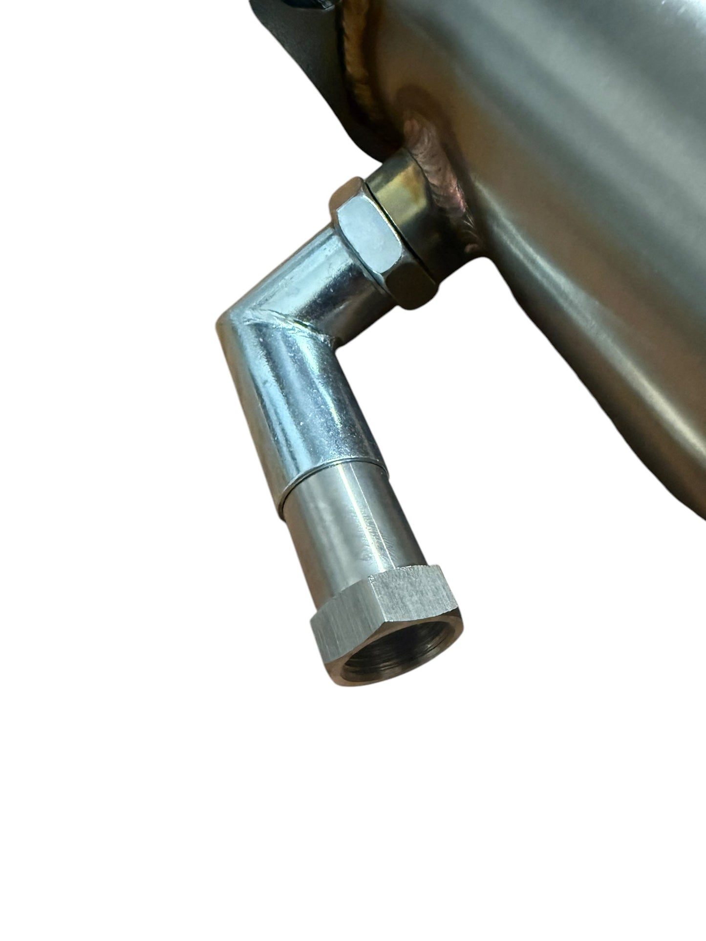 Universal 2.5-inch bolt-on test pipe for exhaust systems by JackSpania Racing, shown in a close-up view of the metal pipe.