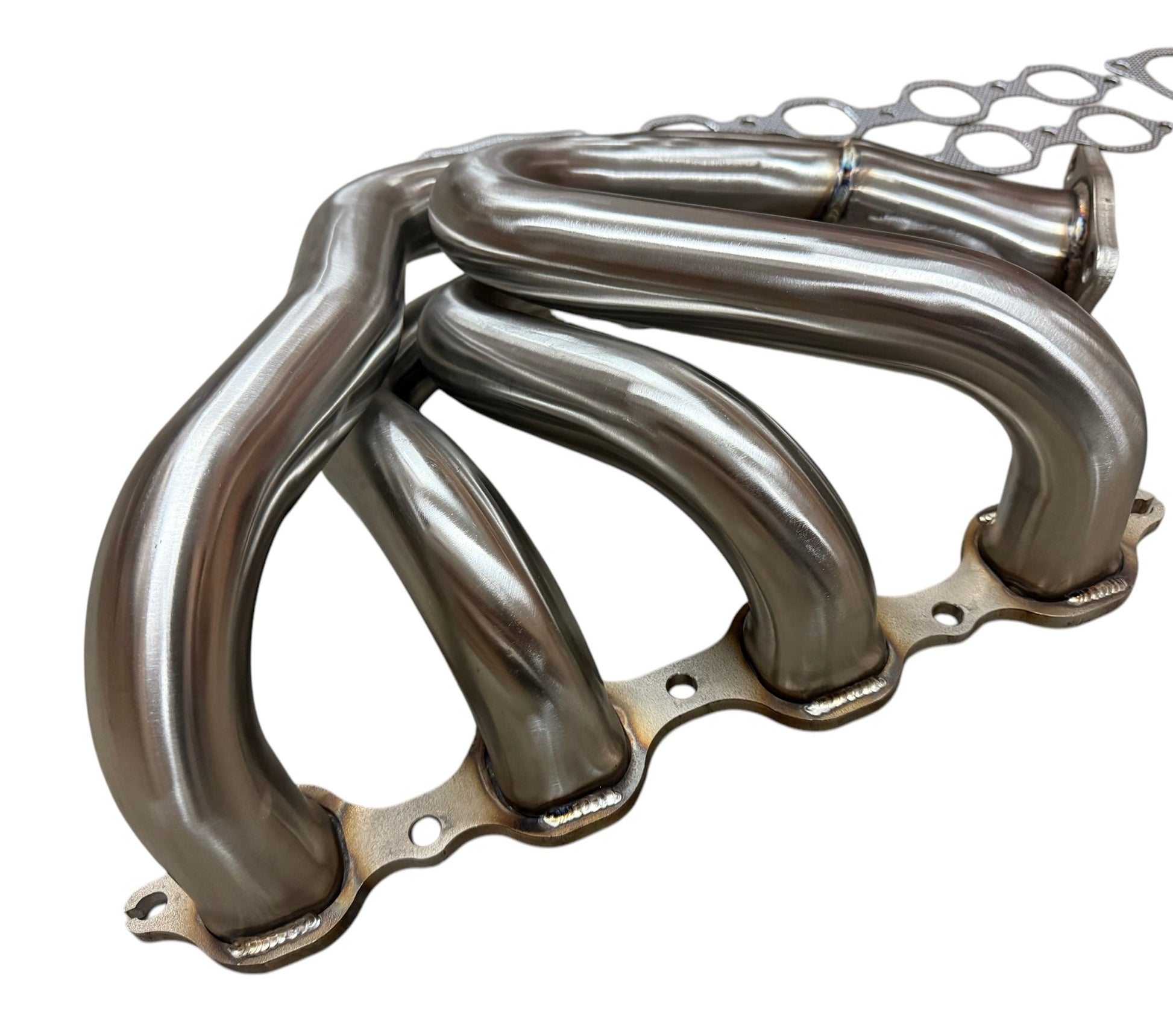 JackSpania Racing C8 Corvette 1 7/8" headers for 6.2L LT2 engine showing polished exhaust headers with mounting flanges.