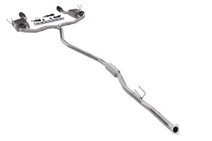 Honda Civic 1.5T sedan valved cat-back exhaust system by JackSpania Racing, showing polished stainless steel exhaust pipes and muffler.
