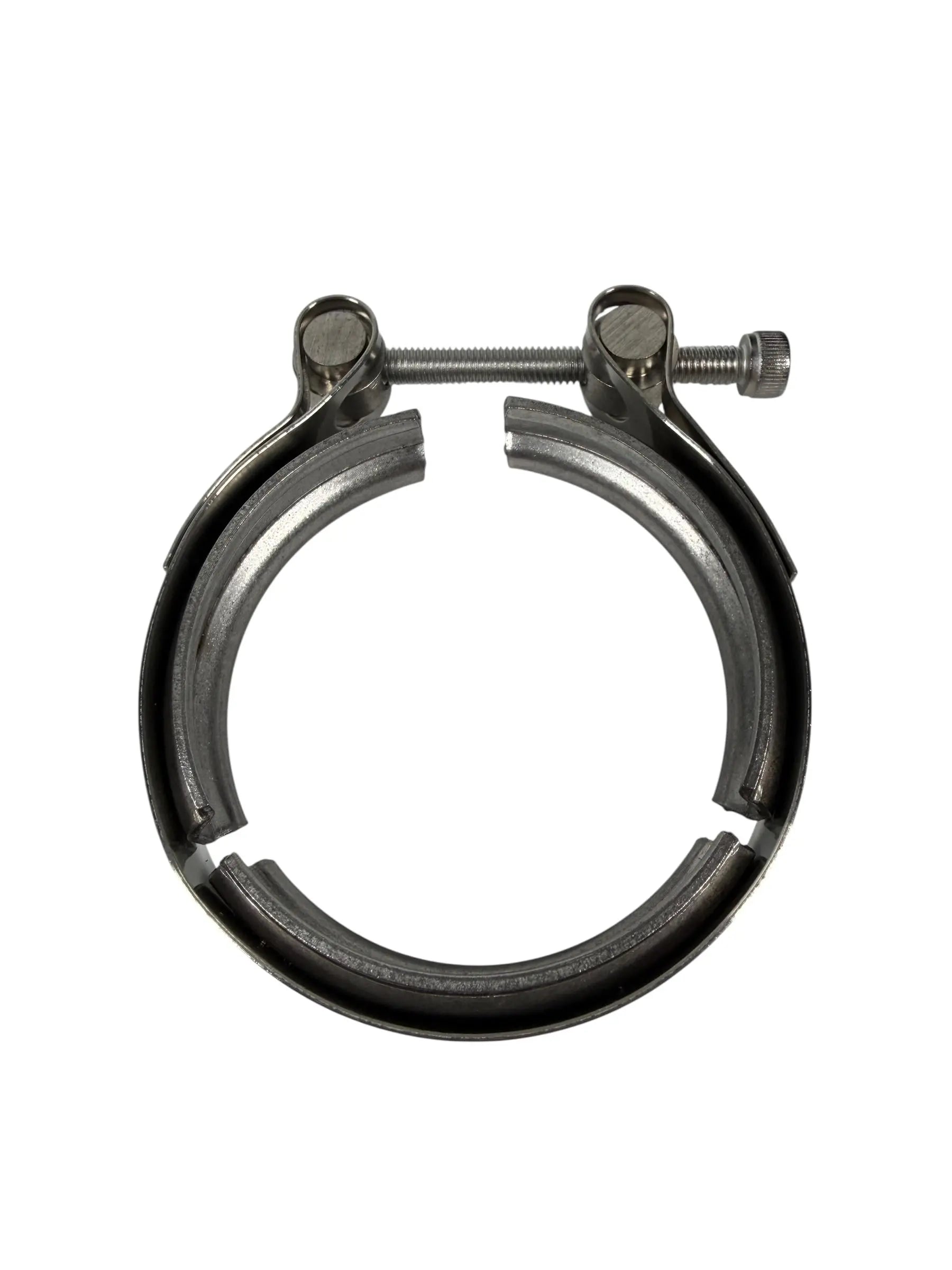 JSR 44mm external wastegate with MV-R V-band flange for turbo engines, from Jack Spania Racing, shown with V-band connection