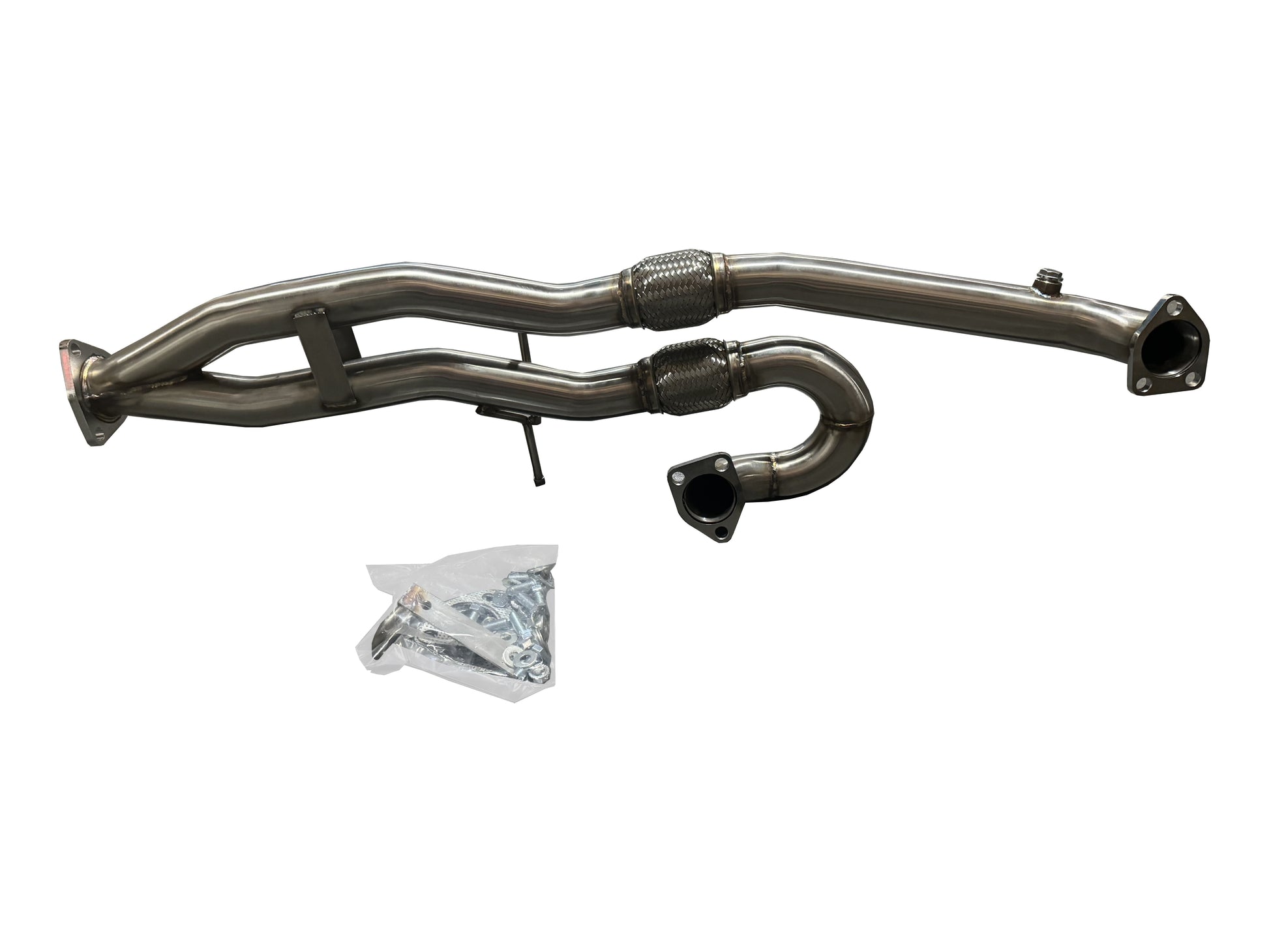 JackSpania Racing J-Pipe for 15-20 TLX FWD and 13-17 Accord V6 exhaust system, shown in the image.