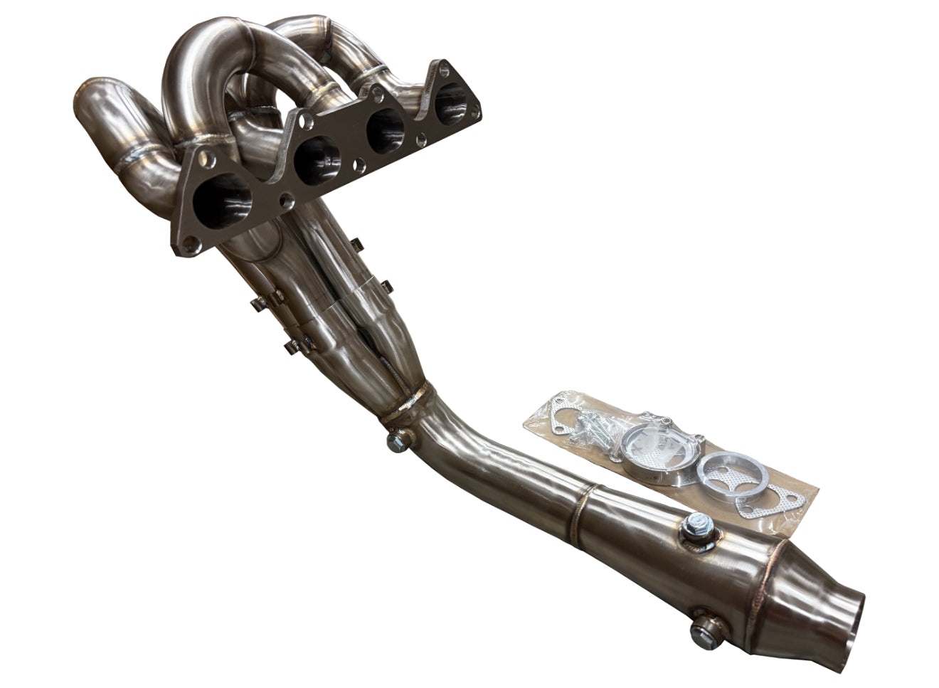 JackSpania Racing B Series 4-1 Ramhorn Megaphone Header Vband 3-inch exhaust part for B16 B18 B20 engines.