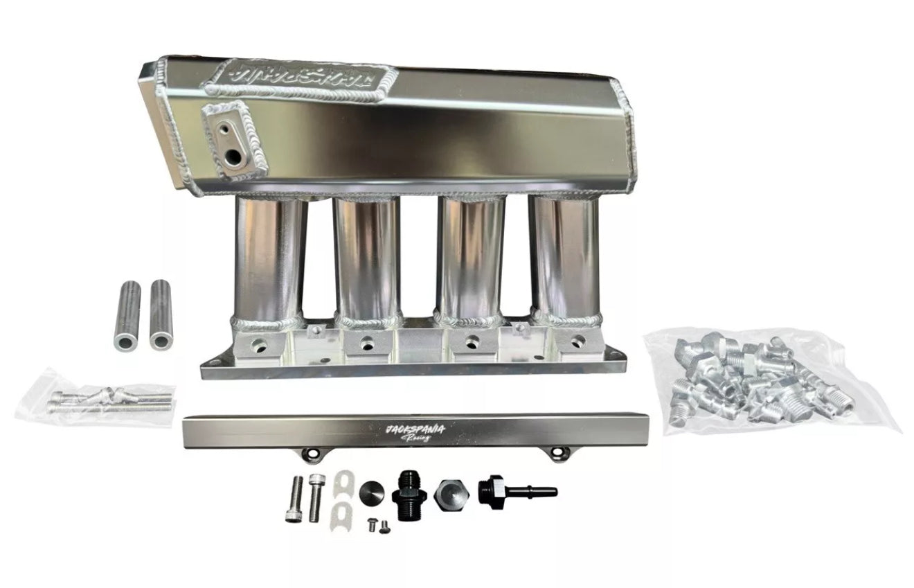 JackSpania Racing K Series sheet metal intake manifold for K20, K24, K swap engines on Honda Civic EG, EK, DC2, and CRX hatch.