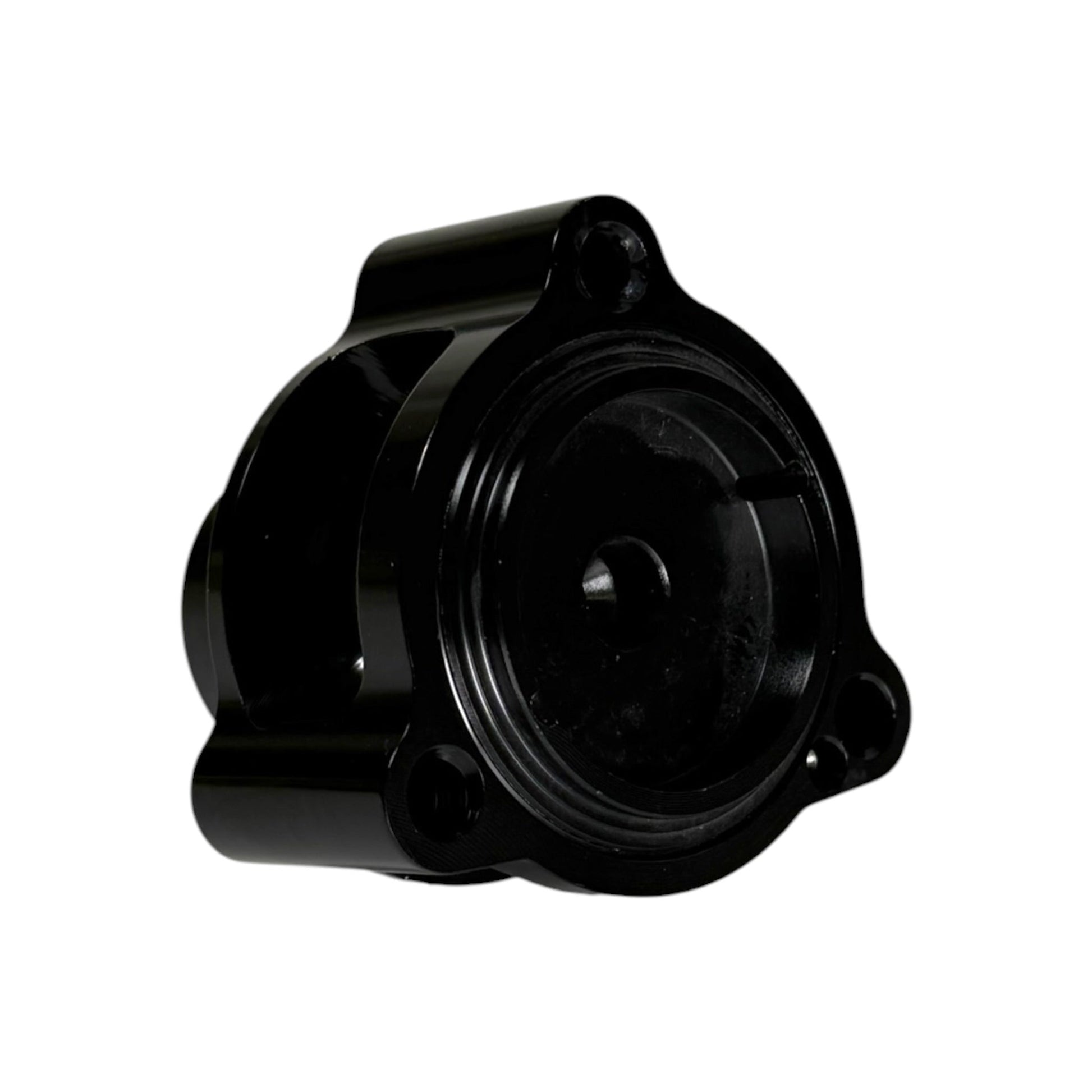 JackSpania Racing blow off valve diverter valve for Audi Volkswagen 2.0T TFSI engine, showing the black and metal component on a white background.