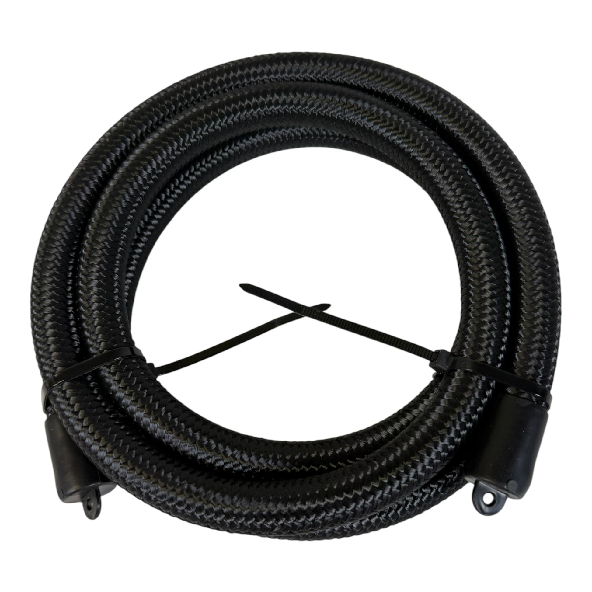 Black braided nylon 8AN 5/8 fuel hose from JackSpania Racing, 6-foot length, designed for engine fuel line applications.