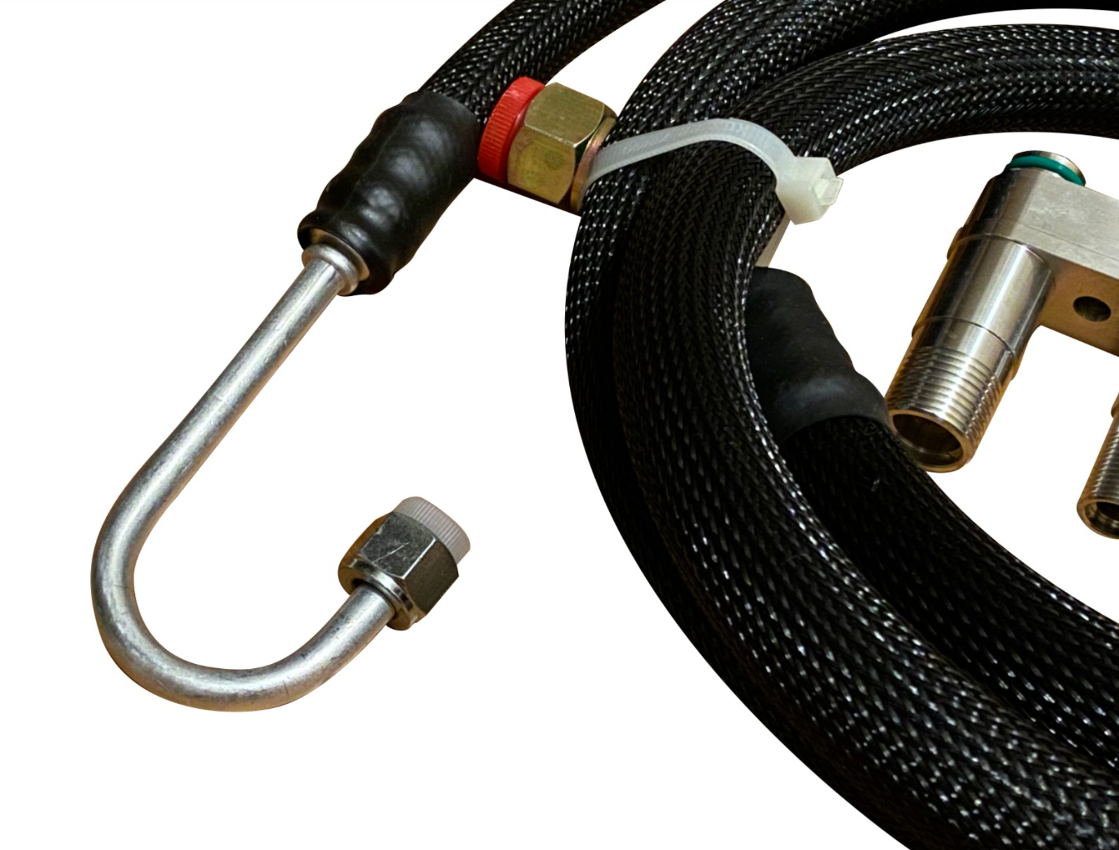 Jack Spania Racing RSX Type S R DC5 heavy-duty AC line tuck kit for Acura K20 K24 engine, includes high-pressure components.
