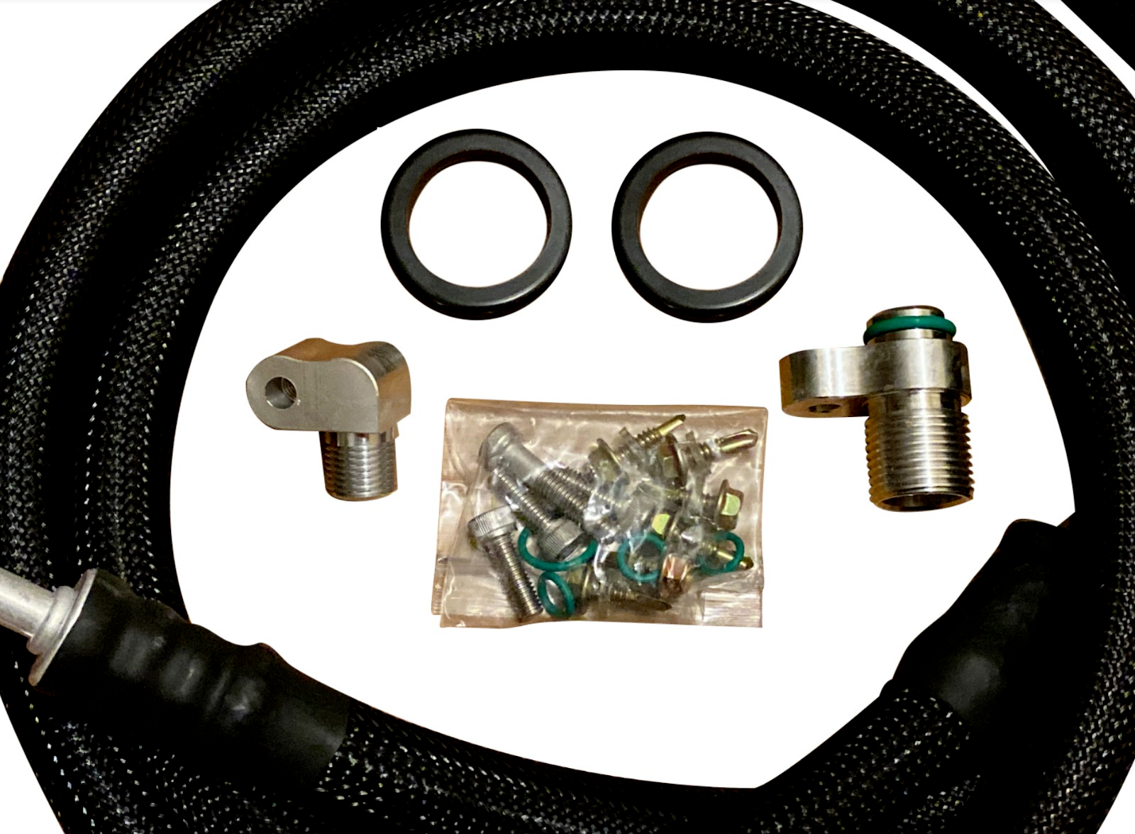 Heavy-duty AC line tuck kit for Acura RSX Type S R DC5 by Jack Spania Racing, includes engine parts for 02-06 models, 500 PSI.