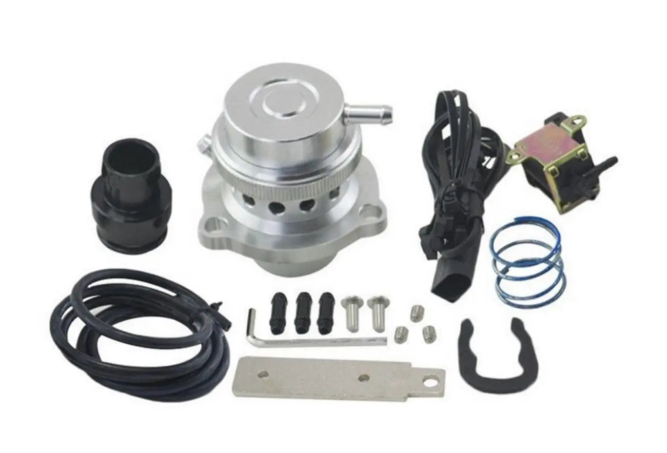 Jack Spania Racing turbo blow-off valve kit for VW Audi MK5 MK6 2.0T FSI TSI engines, including Golf, GTI, GLI, and A4 models.