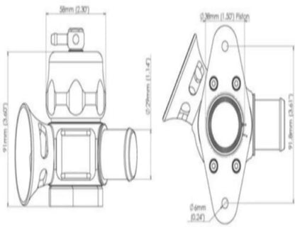 Hybrid dual port BOV for Mazda Mazdaspeed, Subaru Impreza WRX, and Legacy GT by Jack Spania Racing, showing the recirculating valve.