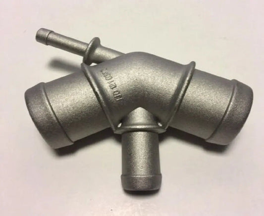 Cast aluminum water distribution pipe for VW MK4 Golf Jetta GLI GTI TT 337 1.8T engine by Jack Spania Racing, detailed view.