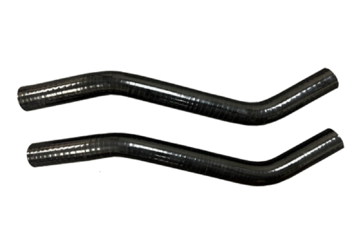 Silicone pre-fit heater hoses for K20 K20Z1 engine swap in Honda Civic Si CRX by Jack Spania Racing, showing flexible hoses and fittings.
