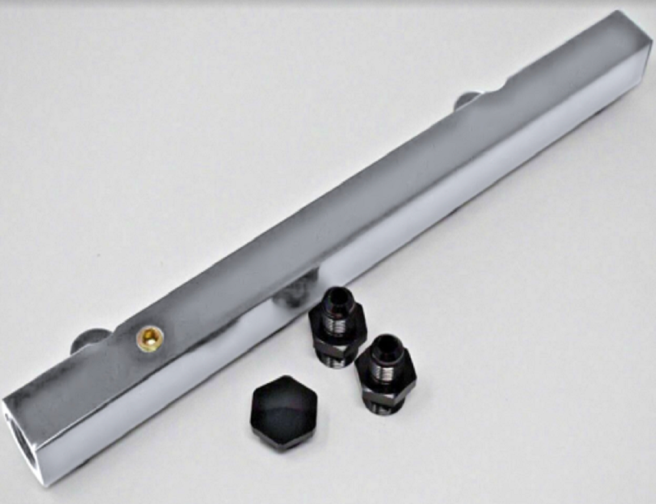 High flow K Series fuel rail for Honda Acura K20 K24 engines, made by Jack Spania Racing, shown on engine part with mounting details.