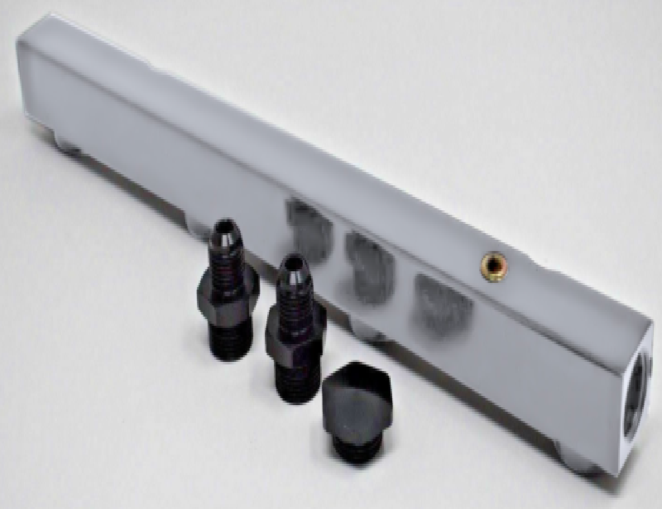 High flow K Series fuel rail for Honda Acura K20 K24 engines by Jack Spania Racing, shown mounted on engine components.