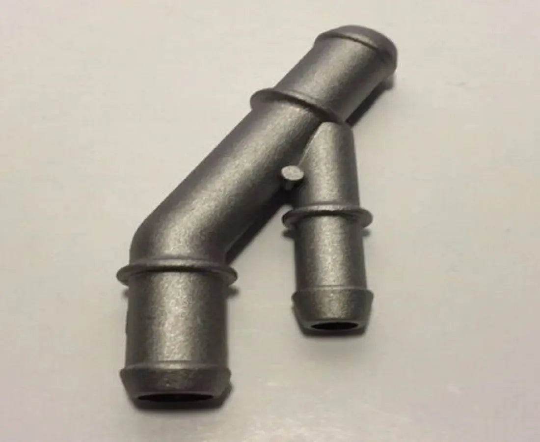 Cast aluminum coolant Y-flange for VW MK4 Golf, Jetta, GTI, GLI, and TT 1.8T engine from Jack Spania Racing.