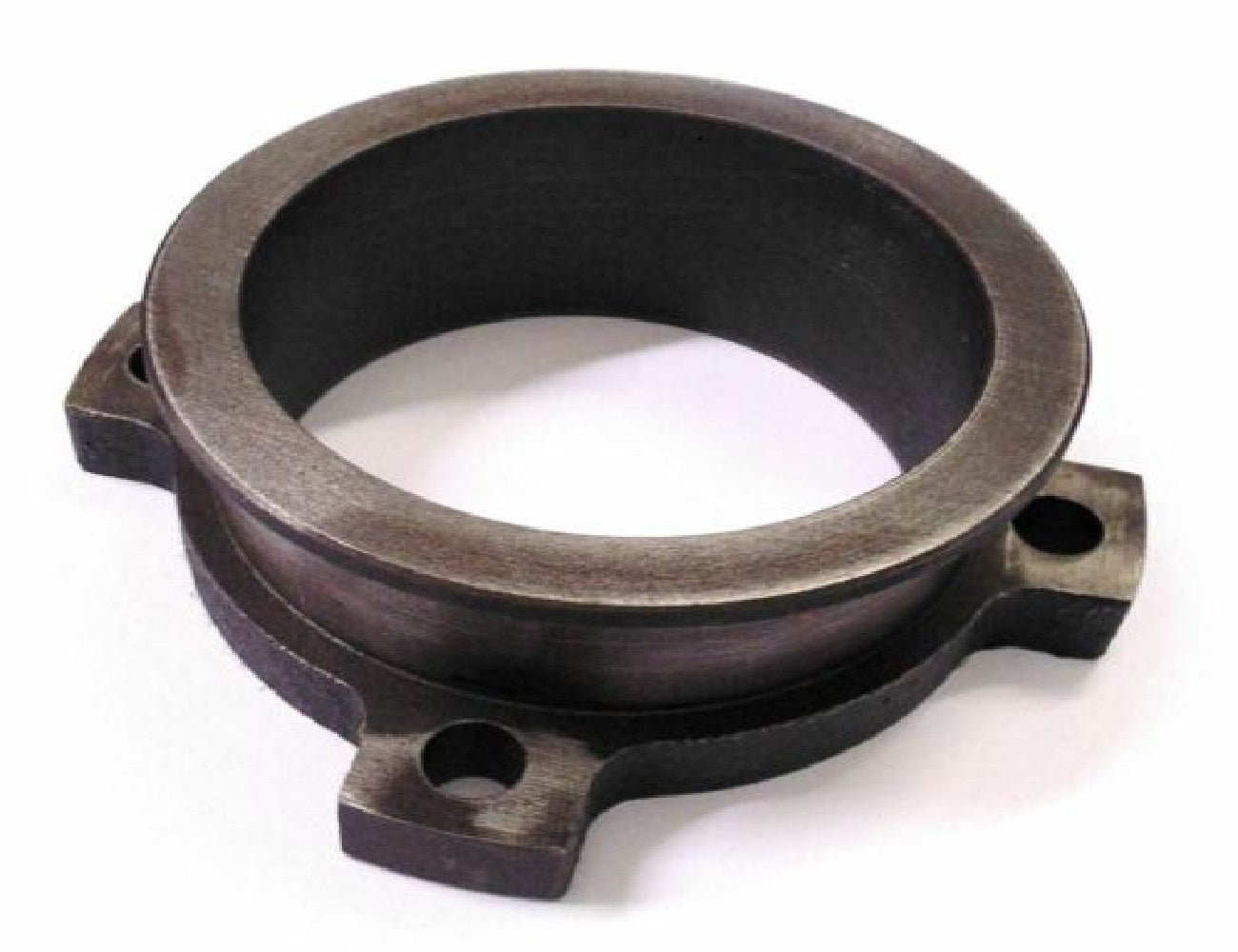 Jack Spania Racing 2.5-inch 4-bolt exhaust downpipe flange with 3-inch V-band adapter for T2, T3, T4, T6 turbochargers.