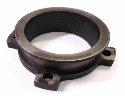Jack Spania Racing 2.5-inch 4-bolt exhaust downpipe flange with 3-inch V-band adapter for T2, T3, T4, T6 turbochargers.
