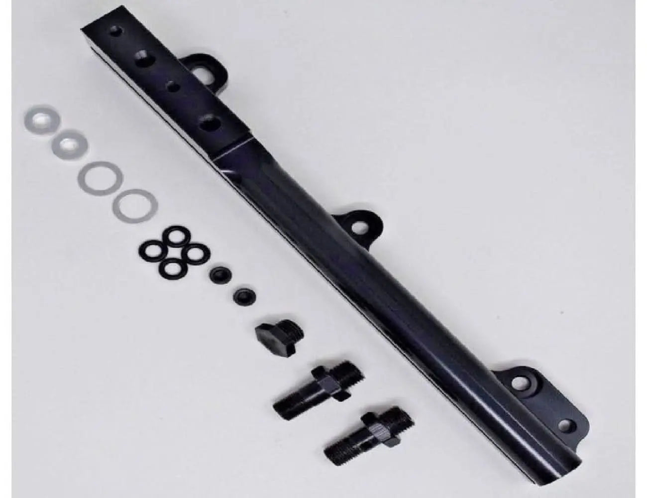 Jack Spania Racing D Series Fuel Rail for Honda Civic Si, Integra, and CRX non-VTEC engine parts showing the metal fuel rail.