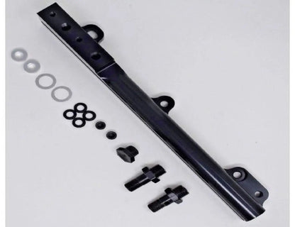Jack Spania Racing D Series Fuel Rail for Honda Civic Si, Integra, and CRX non-VTEC engine parts showing the metal fuel rail.