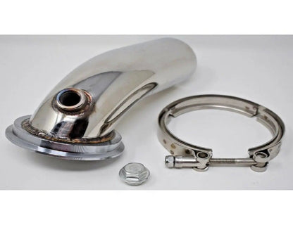Stainless steel 90-degree downpipe elbow for Holset turbo, V-band flange clamp, 4-inch exhaust part from Jack Spania Racing